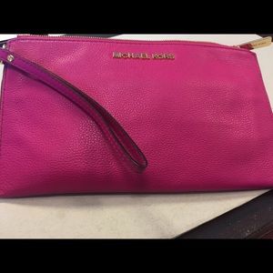 Michael Kors hot pink wristlet/clutch